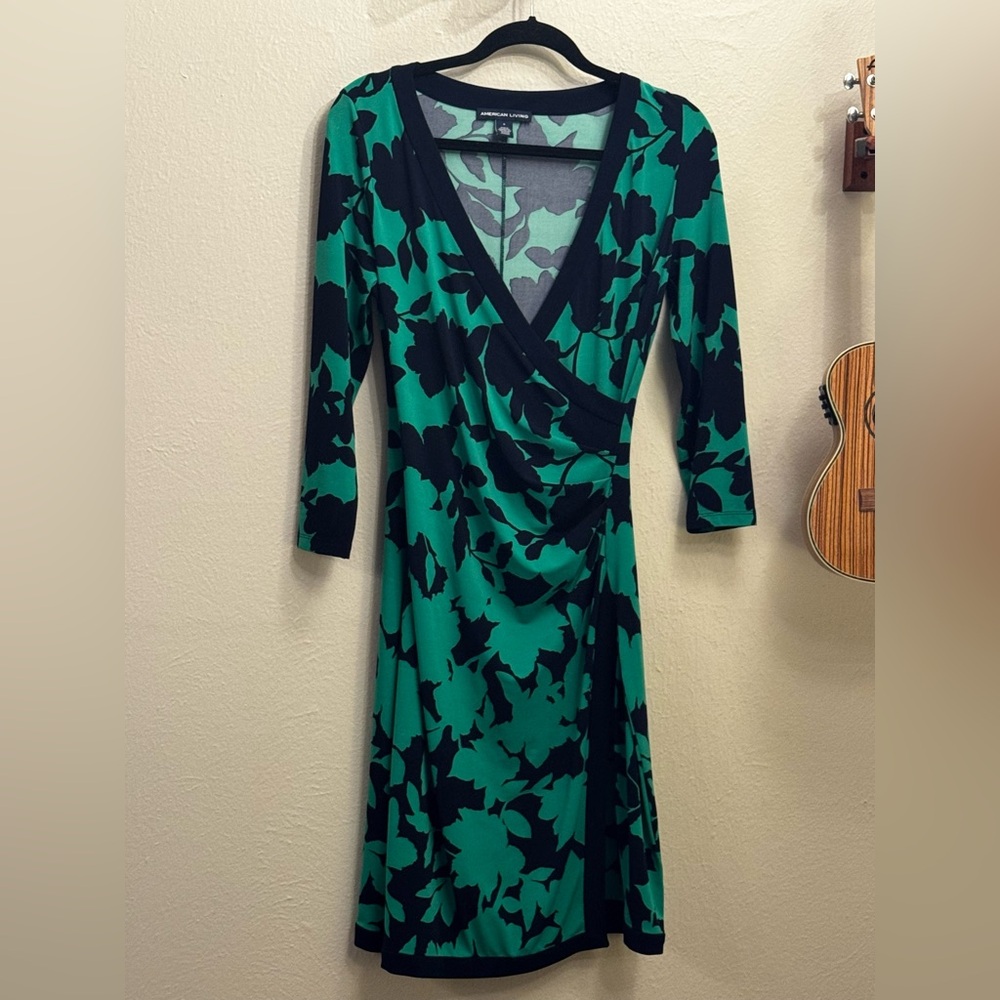 American Living 💎BRAND NEW💎 Green and Black Floral Midi Dress